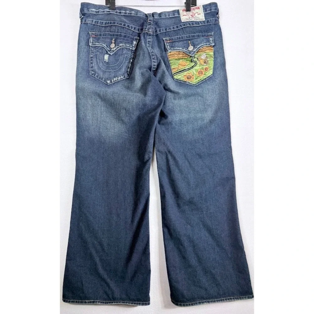 Vintage True Religion Bobby Jeans Men 40X35 Buddha Embroidered‎ Bootcut